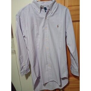 VTG Polo Ralph Lauren Yarmouth Oxford Shirt Mens 14 1/2-32 Purple Flesh Pony